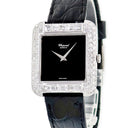 腕時計 ショパール CHOPARD - クオーツ メンズ レディース OH済 K18WG無垢 純正ダイヤ ブラック 黒 スクエア