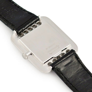 腕時計 ショパール CHOPARD - クオーツ メンズ レディース OH済 K18WG無垢 純正ダイヤ ブラック 黒 スクエア