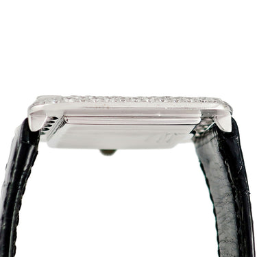 腕時計 ショパール CHOPARD - クオーツ メンズ レディース OH済 K18WG無垢 純正ダイヤ ブラック 黒 スクエア