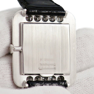 腕時計 ショパール CHOPARD - クオーツ メンズ レディース OH済 K18WG無垢 純正ダイヤ ブラック 黒 スクエア