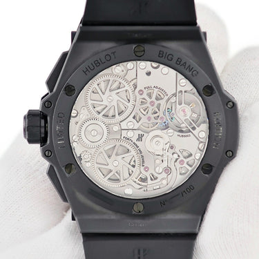 腕時計 ウブロ HUBLOT ビッグバン アラーム リピーター オールブラック リミテッド 403.CI.0140.RX 自動巻き メンズ GMT 黒 限定