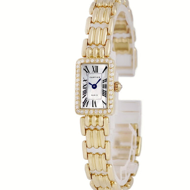 腕時計 カルティエ Cartier パンテール GGC98010 クオーツ レディース K18YG無垢 純正ダイヤ シェル ローマン