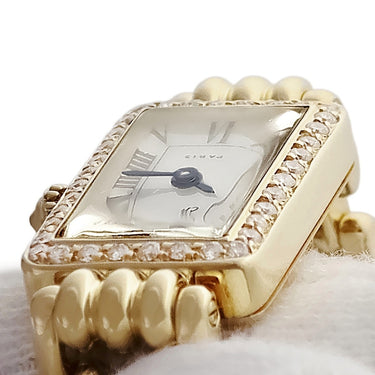 腕時計 カルティエ Cartier パンテール GGC98010 クオーツ レディース K18YG無垢 純正ダイヤ シェル ローマン