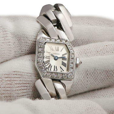 腕時計 カルティエ Cartier マイヨン ドゥ カルティエ スモールモデル WJBJ0003 クオーツ レディース K18WG無垢 純正ダイヤ シルバー
