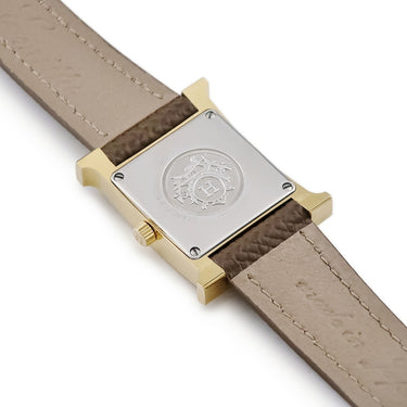 腕時計 エルメス HERMES Hウォッチ PM HH1.201.131 クオーツ レディース イエローGP×SS コンビ ホワイト 白 アラビア H型