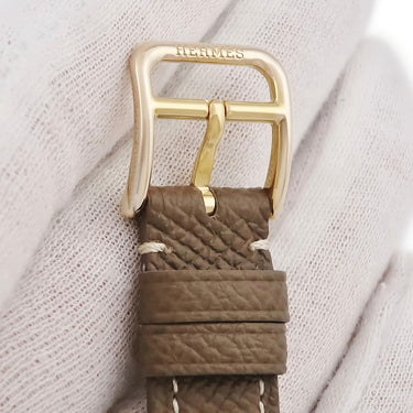 腕時計 エルメス HERMES Hウォッチ PM HH1.201.131 クオーツ レディース イエローGP×SS コンビ ホワイト 白 アラビア H型