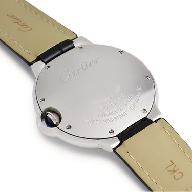 腕時計 カルティエ Cartier バロンブルー 36mm W69017Z4 自動巻き メンズ シルバー ギヨシェ 青針 ブルースティール ローマン