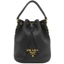 プラダ PRADA メタルロゴ 2WAY 1BE072 NERO レザー 2WAYバッグ ゴールド金具 黒 ショルダー 巾着