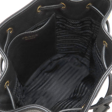 プラダ PRADA メタルロゴ 2WAY 1BE072 NERO レザー 2WAYバッグ ゴールド金具 黒 ショルダー 巾着