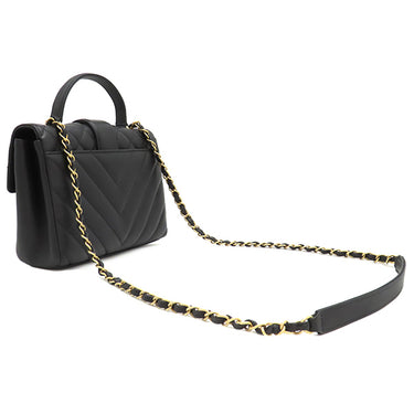シャネル CHANEL トップハンドル チェーンショルダー AS0804 ブラック レザー 2WAYバッグ ヴィンテージ金具 黒 ショルダー