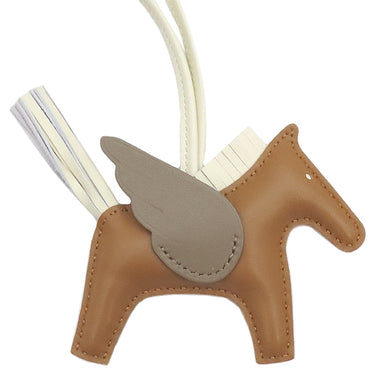 エルメス HERMES ロデオPM ペガサス ゴールド×エトゥープ×クレ アニューミロ バッグチャーム 茶 グレージュ オフホワイト