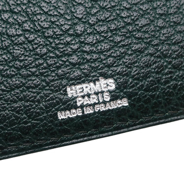エルメス HERMES CDケース グリーン系 レザー 小物 シルバー金具 緑 ブックタイプ ノートカバー