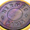 エルメス HERMES セリエ ブラックXゴールド GP ブラックシェル イヤリング ラウンド サークル ロゴ