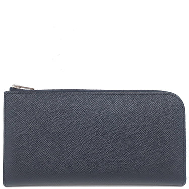 エルメス HERMES リミックスコンバイン ブルーニュイ×ヴェールアングレ ヴォーエプソン 長財布 シルバー金具 紺 緑 L字ファスナー