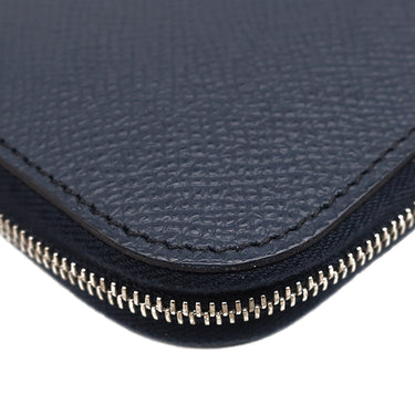 エルメス HERMES リミックスコンバイン ブルーニュイ×ヴェールアングレ ヴォーエプソン 長財布 シルバー金具 紺 緑 L字ファスナー