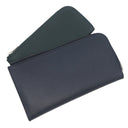 エルメス HERMES リミックスコンバイン ブルーニュイ×ヴェールアングレ ヴォーエプソン 長財布 シルバー金具 紺 緑 L字ファスナー