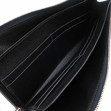 エルメス HERMES リミックスコンバイン ブルーニュイ×ヴェールアングレ ヴォーエプソン 長財布 シルバー金具 紺 緑 L字ファスナー