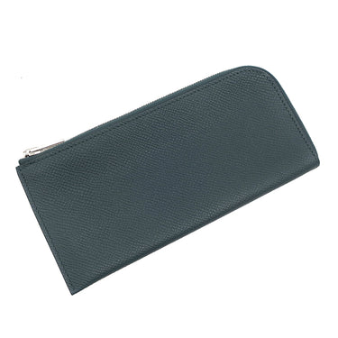 エルメス HERMES リミックスコンバイン ブルーニュイ×ヴェールアングレ ヴォーエプソン 長財布 シルバー金具 紺 緑 L字ファスナー