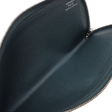 エルメス HERMES リミックスコンバイン ブルーニュイ×ヴェールアングレ ヴォーエプソン 長財布 シルバー金具 紺 緑 L字ファスナー