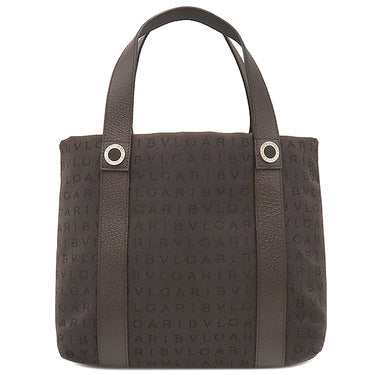 ブルガリ BVLGARI レッタレ トートバッグ ダークブラウン キャンバス レザー トートバッグ シルバー金具 茶