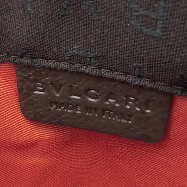 ブルガリ BVLGARI レッタレ トートバッグ ダークブラウン キャンバス レザー トートバッグ シルバー金具 茶