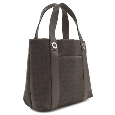 ブルガリ BVLGARI レッタレ トートバッグ ダークブラウン キャンバス レザー トートバッグ シルバー金具 茶