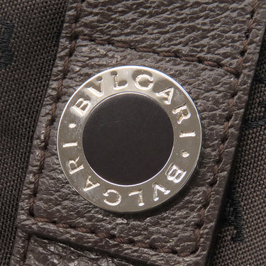 ブルガリ BVLGARI レッタレ トートバッグ ダークブラウン キャンバス レザー トートバッグ シルバー金具 茶