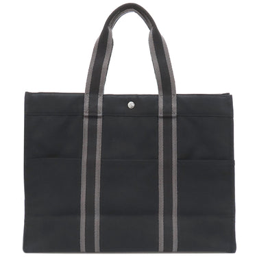 エルメス HERMES フールトゥGM ブラック キャンバス トートバッグ シルバー金具 黒 グレー