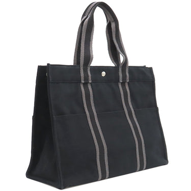 エルメス HERMES フールトゥGM ブラック キャンバス トートバッグ シルバー金具 黒 グレー