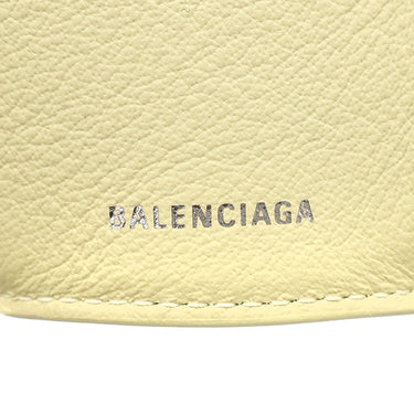 バレンシアガ BALENCIAGA ペーパー ミニ ウォレット 391446 ペーパーイエロー レザー 三つ折り財布 シルバー金具 黄色 コンパクトウォレット