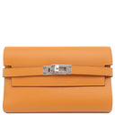 エルメス HERMES ケリーウォレット ミディアム ヴェルソ オレンジ×ローズアザレ ヴォーエプソン 長財布 シルバー金具 バイカラー ピンク 三つ折り