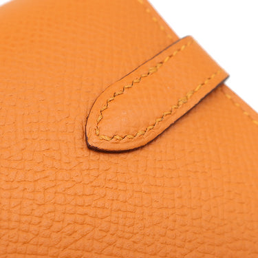 エルメス HERMES ケリーウォレット ミディアム ヴェルソ オレンジ×ローズアザレ ヴォーエプソン 長財布 シルバー金具 バイカラー ピンク 三つ折り