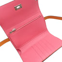 エルメス HERMES ケリーウォレット ミディアム ヴェルソ オレンジ×ローズアザレ ヴォーエプソン 長財布 シルバー金具 バイカラー ピンク 三つ折り