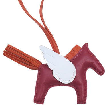 エルメス HERMES ロデオPM ペガサス ルージュグレナ×ブルーブリュム×カーネリアン アニューミロ バッグチャーム 赤 水色 オレンジ