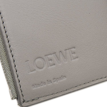 ロエベ LOEWE アナグラム バーティカル ウォレット C812S33X01 グレー ペブルグレインカーフ 三つ折り財布 シルバー金具 小銭入れ 札入れ コンパクトウォレット