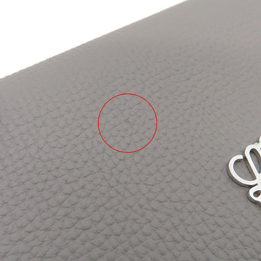 ロエベ LOEWE アナグラム バーティカル ウォレット C812S33X01 グレー ペブルグレインカーフ 三つ折り財布 シルバー金具 小銭入れ 札入れ コンパクトウォレット