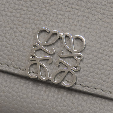 ロエベ LOEWE アナグラム バーティカル ウォレット C812S33X01 グレー ペブルグレインカーフ 三つ折り財布 シルバー金具 小銭入れ 札入れ コンパクトウォレット