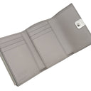 ロエベ LOEWE アナグラム バーティカル ウォレット C812S33X01 グレー ペブルグレインカーフ 三つ折り財布 シルバー金具 小銭入れ 札入れ コンパクトウォレット