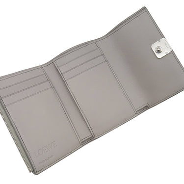 ロエベ LOEWE アナグラム バーティカル ウォレット C812S33X01 グレー ペブルグレインカーフ 三つ折り財布 シルバー金具 小銭入れ 札入れ コンパクトウォレット