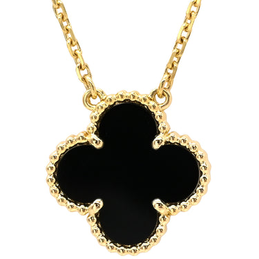 ヴァンクリーフアーペル Van Cleef & Arpels ヴィンテージ アルハンブラ ペンダント VCARA45800 ブラックXイエローゴールド K18YG オニキス ネックレス 黒 Au750 18K