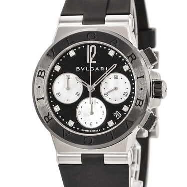 腕時計 ブルガリ BVLGARI ディアゴノ セラミック クロノグラフ DG37SCCH 自動巻き メンズ ブラック デイト スモールセコンド シェル