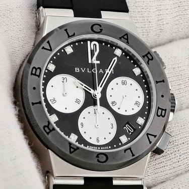 腕時計 ブルガリ BVLGARI ディアゴノ セラミック クロノグラフ DG37SCCH 自動巻き メンズ ブラック デイト スモールセコンド シェル
