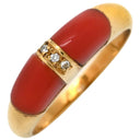 ノンブランド NON BRAND 珊瑚 ダイヤリング イエローゴールド K18YG 珊瑚 ダイヤモンド リング 指輪 赤 サンゴ 15号