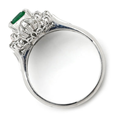 ノンブランド NON BRAND エメラルド ダイヤモンド リング プラチナシルバー Pt900 エメラルド ダイヤモンド リング 指輪 グリーン 緑 プラチナム 14.5号