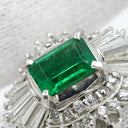 ノンブランド NON BRAND エメラルド ダイヤモンド リング プラチナシルバー Pt900 エメラルド ダイヤモンド リング 指輪 グリーン 緑 プラチナム 14.5号