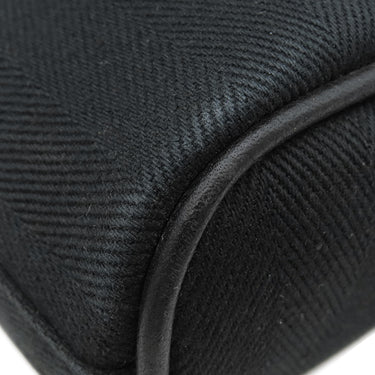 エルメス HERMES ヴァルパライソ ロング MM ブラック トワルシェブロン レザー ハンドバッグ シルバー金具 黒