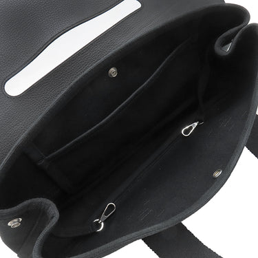 エルメス HERMES ヴァルパライソ ロング MM ブラック トワルシェブロン レザー ハンドバッグ シルバー金具 黒