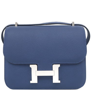 エルメス HERMES コンスタンス3 ミニ ミロワール ブルータイ ヴォーエプソン ショルダーバッグ シルバー金具 新品 未使用 青