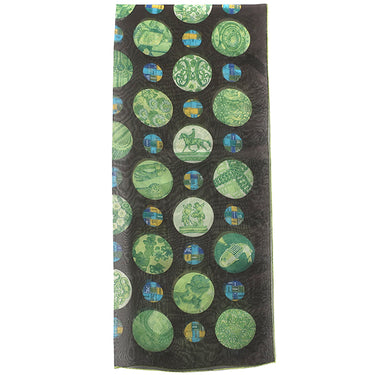 エルメス HERMES レクタングル ブラウン×グリーン シルク ストール 【POIS de SOIE】