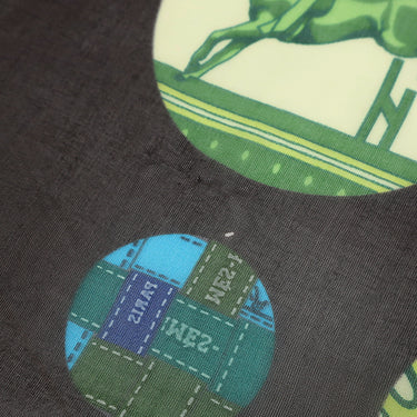 エルメス HERMES レクタングル ブラウン×グリーン シルク ストール 【POIS de SOIE】